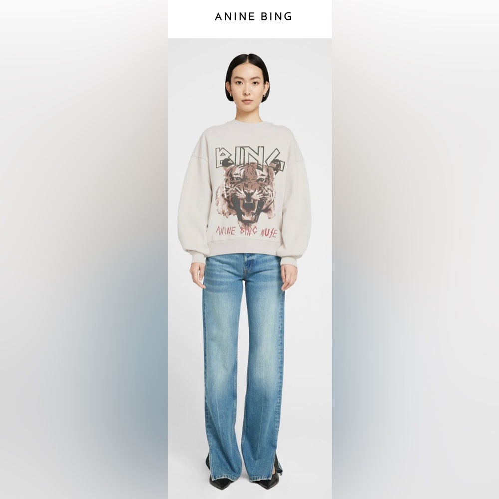 Anine Bing Tiger Graphic Crewneck Sweatshirt - Size Small